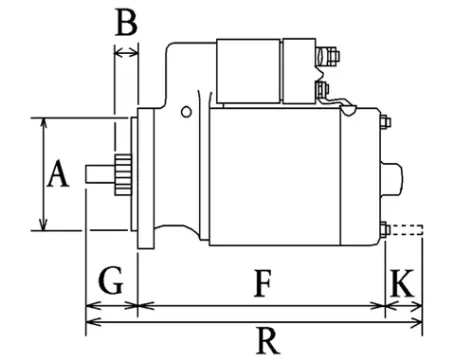 Côtes et dimensions du démarreur
