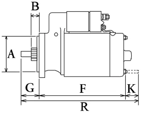 Côtes et dimensions du démarreur