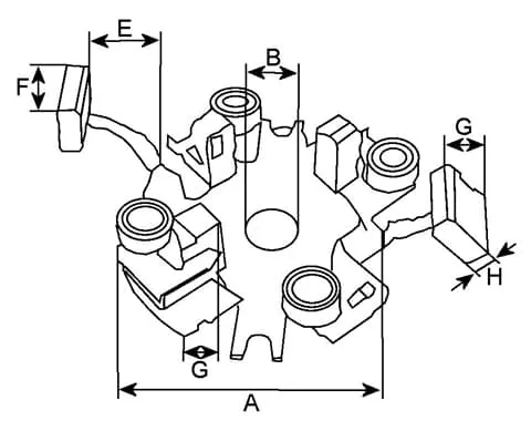 Côtes et dimensions d'une couronne porte balais
