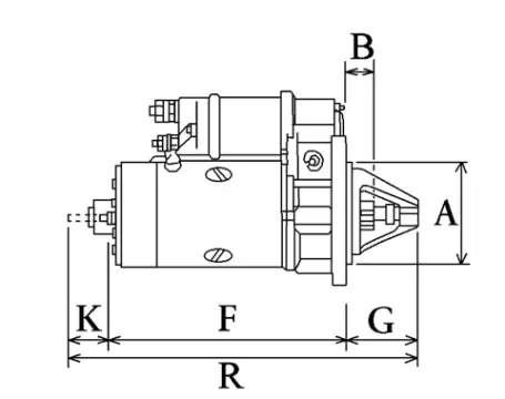 Côtes et dimensions du démarreur
