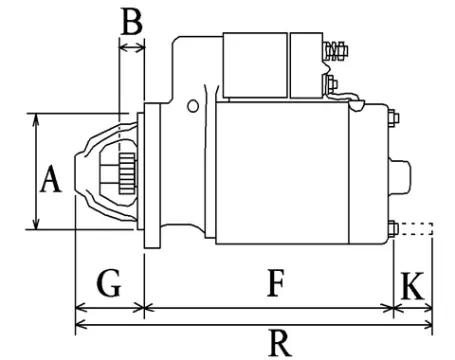 Côtes et dimensions du démarreur