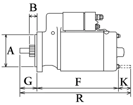 Côtes et dimensions du démarreur