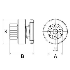 Cotes et dimensions du lanceur de demarreur 136854