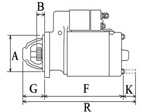 Côtes et dimensions du démarreur