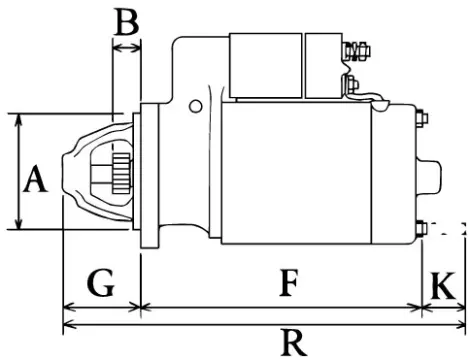 Côtes et dimensions du démarreur