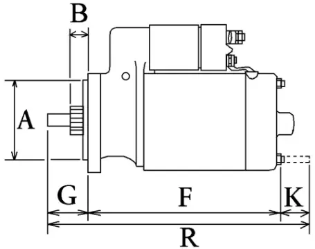 Côtes et dimensions du démarreur